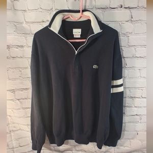 Lacoste L!VE Mens Black White Stripe Pullover Sweater 7